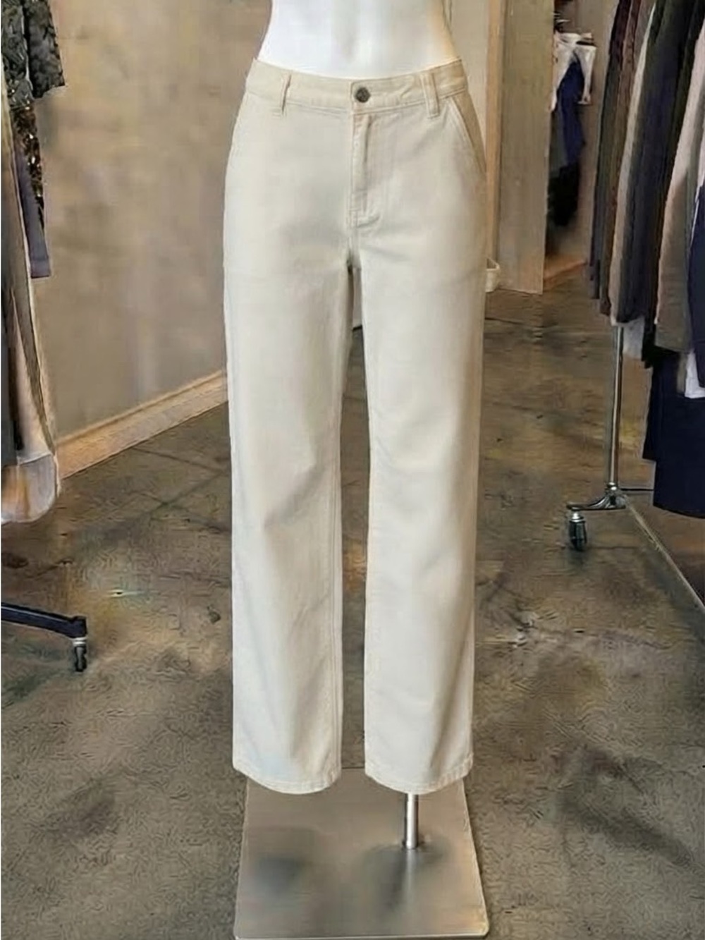 TNA Aritzia High Rise Utility Light Khaki Carpenter Pants Straight Leg Size 2